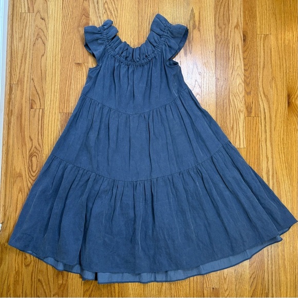 ULLA JOHNSON Olivia Off-the-Shoulder Tiered Ruffle Chambray Denim Linen Dress 2 - Picture 17 of 17